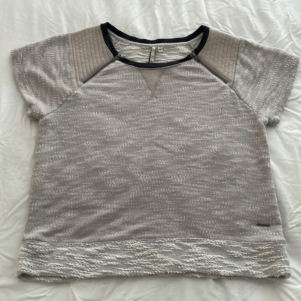 Y2k CALVIN KLEIN GRAY SHORT SLEEVE TOP KNIT SWEATER SIZE M